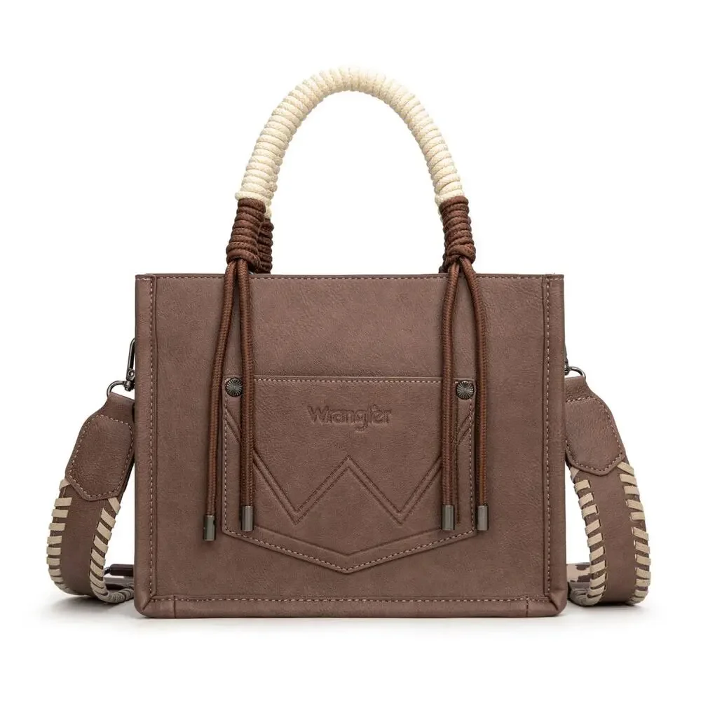 Wrangler Cow Print Small Tote/Crossbody Bag w/ Braided Handles - Picture 3 of 5